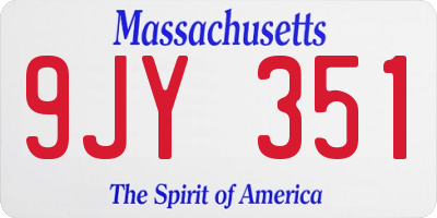 MA license plate 9JY351