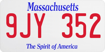 MA license plate 9JY352