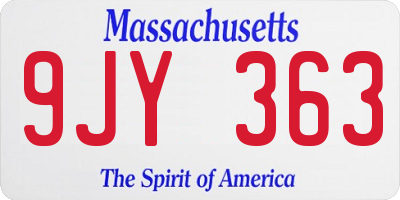 MA license plate 9JY363