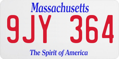 MA license plate 9JY364