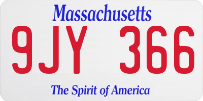 MA license plate 9JY366