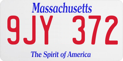 MA license plate 9JY372