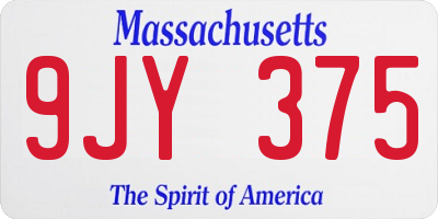 MA license plate 9JY375
