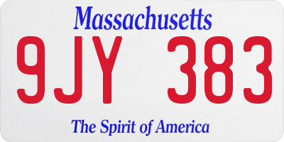 MA license plate 9JY383