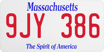 MA license plate 9JY386