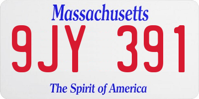 MA license plate 9JY391