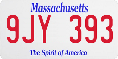 MA license plate 9JY393