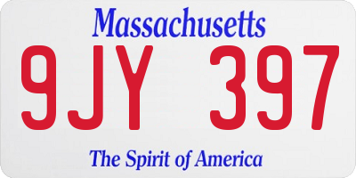 MA license plate 9JY397