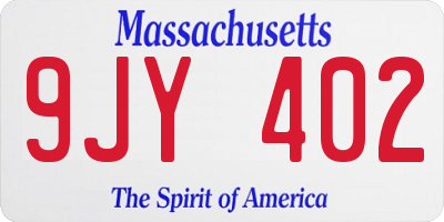 MA license plate 9JY402