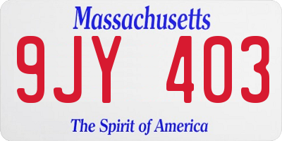 MA license plate 9JY403