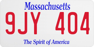 MA license plate 9JY404