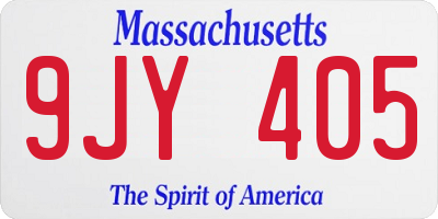 MA license plate 9JY405