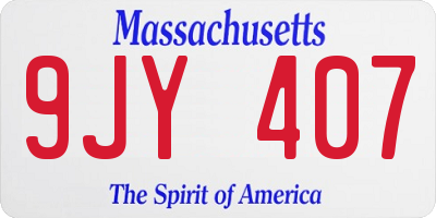 MA license plate 9JY407