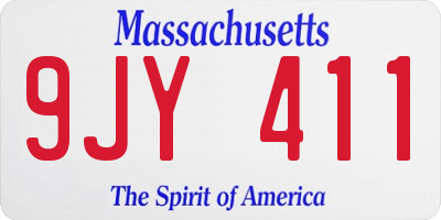 MA license plate 9JY411