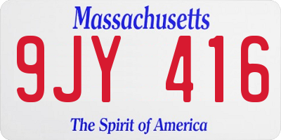 MA license plate 9JY416