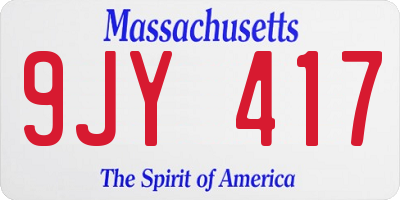 MA license plate 9JY417