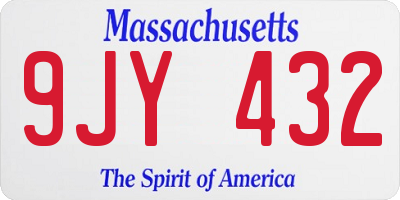MA license plate 9JY432