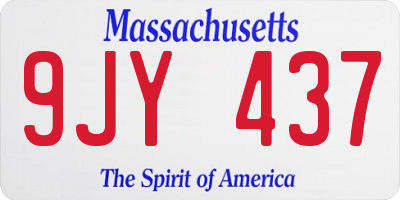 MA license plate 9JY437