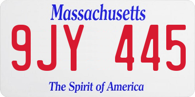 MA license plate 9JY445