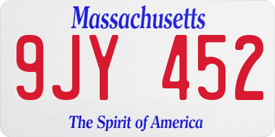 MA license plate 9JY452