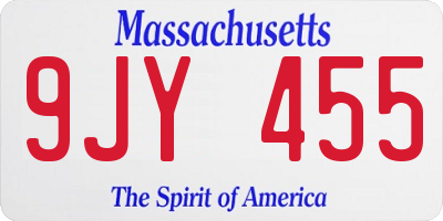 MA license plate 9JY455