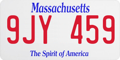 MA license plate 9JY459