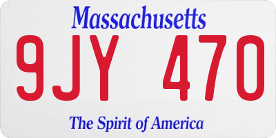 MA license plate 9JY470