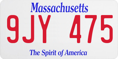 MA license plate 9JY475