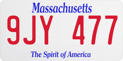 MA license plate 9JY477