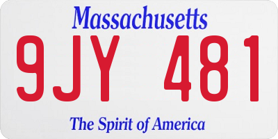 MA license plate 9JY481