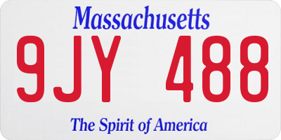 MA license plate 9JY488