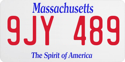 MA license plate 9JY489