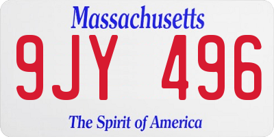 MA license plate 9JY496