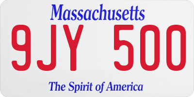 MA license plate 9JY500