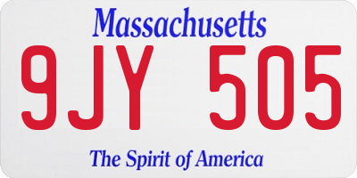 MA license plate 9JY505