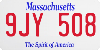 MA license plate 9JY508