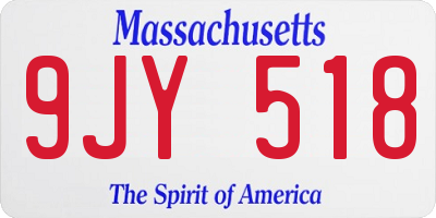 MA license plate 9JY518