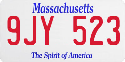MA license plate 9JY523