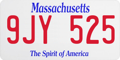 MA license plate 9JY525