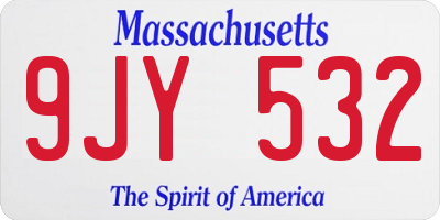 MA license plate 9JY532