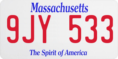 MA license plate 9JY533