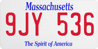 MA license plate 9JY536