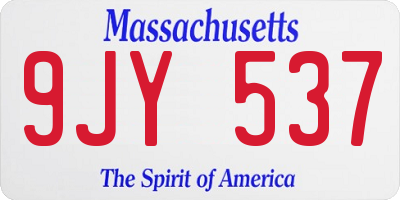 MA license plate 9JY537