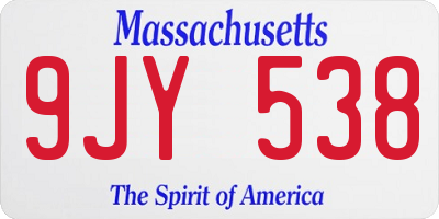 MA license plate 9JY538