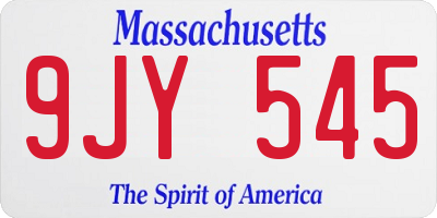 MA license plate 9JY545