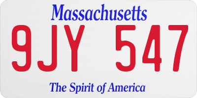 MA license plate 9JY547