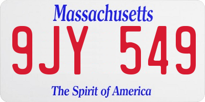 MA license plate 9JY549