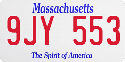 MA license plate 9JY553