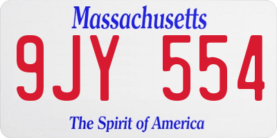 MA license plate 9JY554