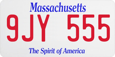 MA license plate 9JY555